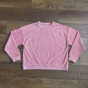 Rylee + Cru Boxy Pullover Top in Pink Check Size 10/12Y